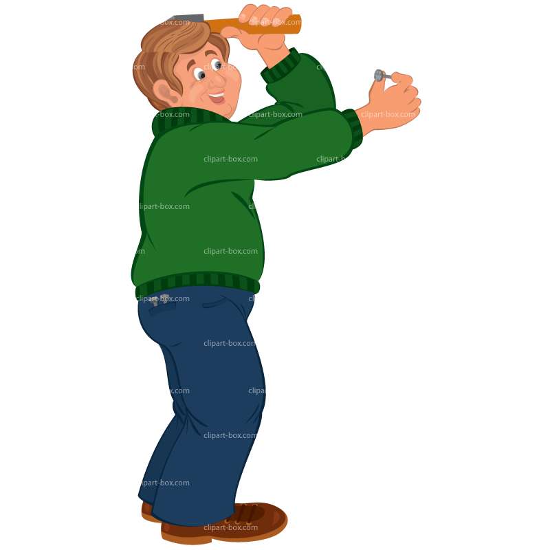 Clipart Fat Man With Hammer   Royalty Free Vector Design