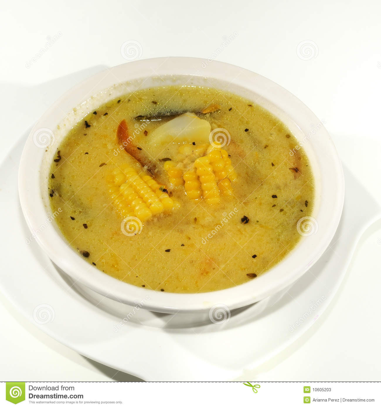 Delicious Clear Soup Broth With Chicken Corn And Potato