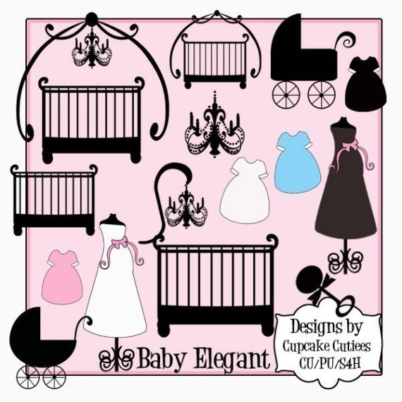 Digital Elegant Baby Shower Chandelier Clipart Commercial Use Instant