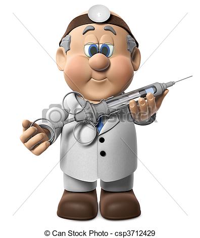Doctor Needle Clipart Dr Wifred Giving Shot A 3d