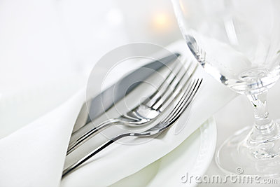 Elegant Restaurant Table Setting For Fine Dining With Plates Cutlery