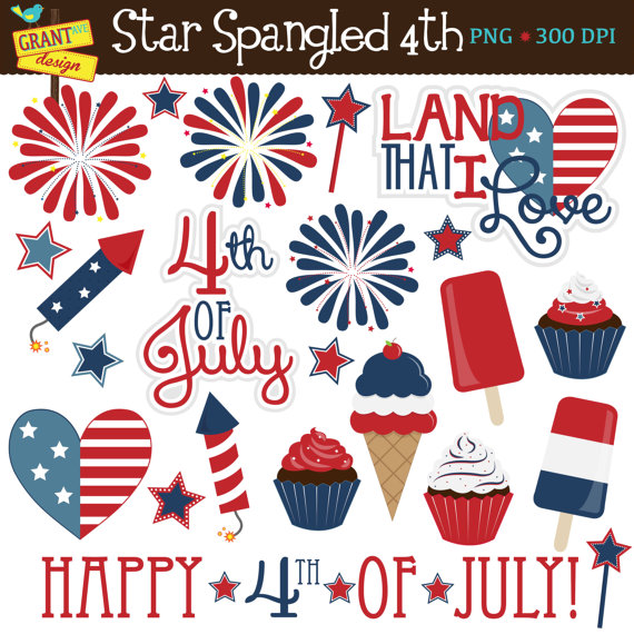 Fourth Of July Clipart   Patriotic Clip Art   Cute Digital Clipart Set    