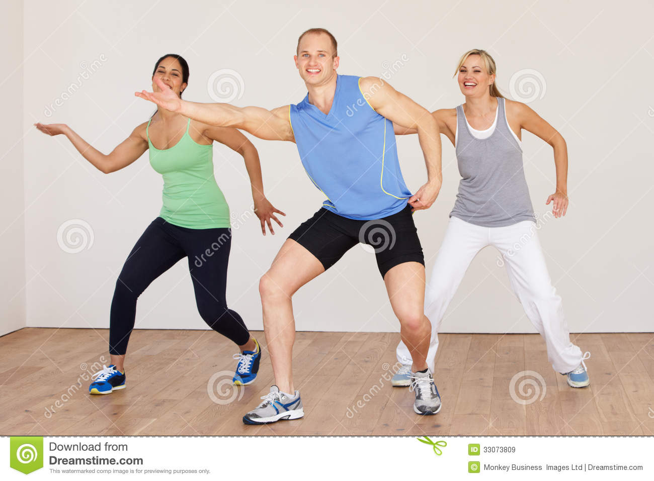 Group Of People Exercising In Dance Studio Royalty Free Stock Images    