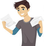 Illustration Of A Male Teen Happily Reading His College Acceptance