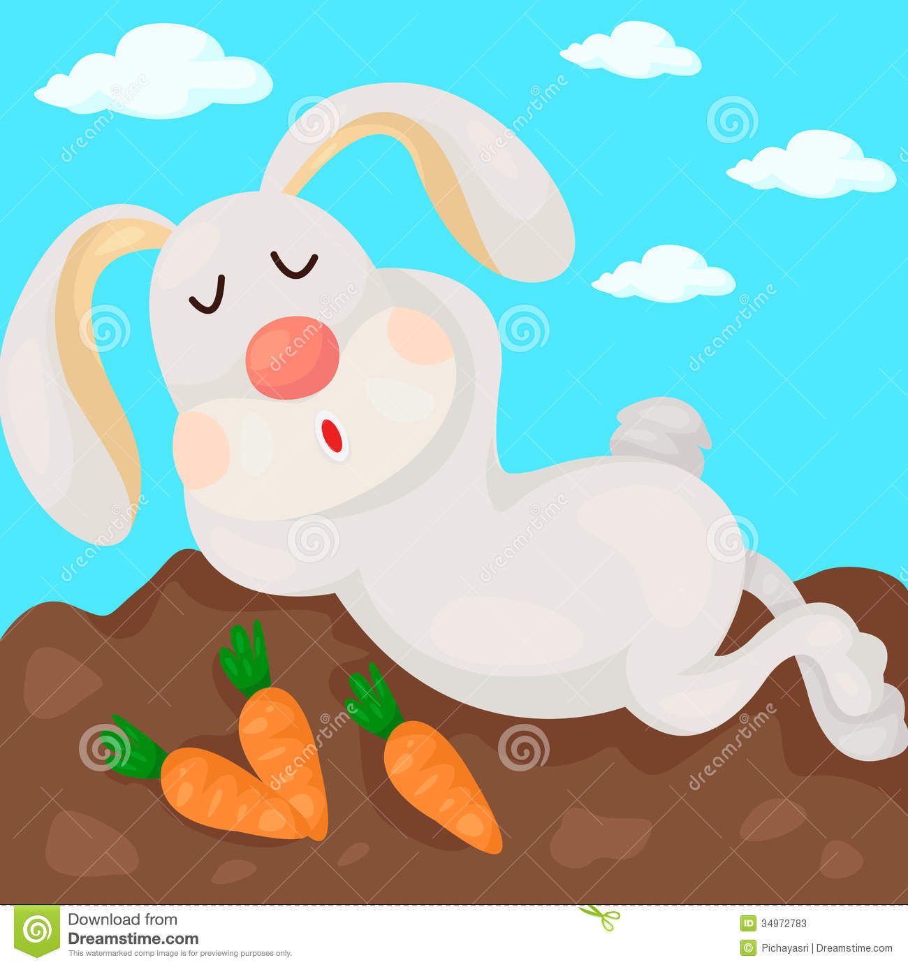 Illustration Of Cartoon Rabbit Sleeping