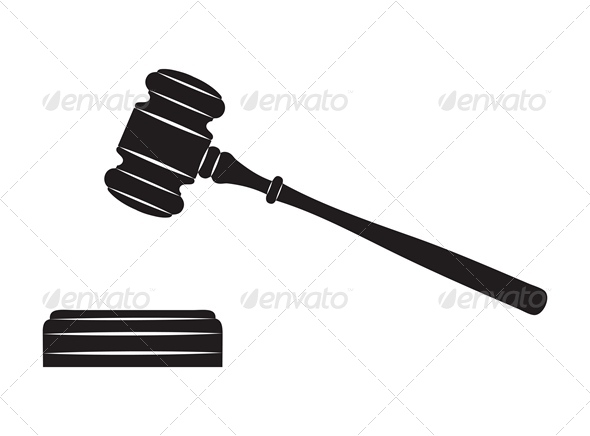 Judge Gavel  Black Silhouette On White Background