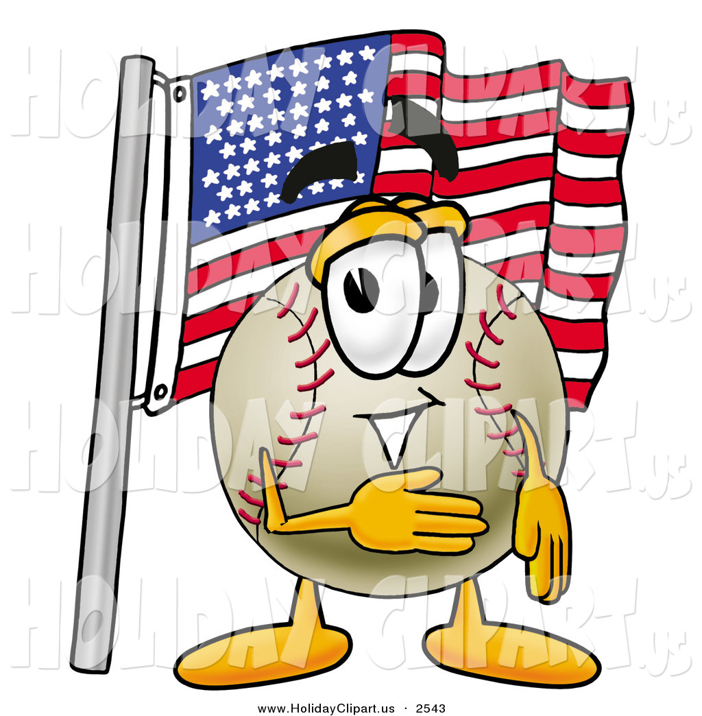 Larger Preview  Holiday Clip Art Of A Patriotic Baseball Mascot    