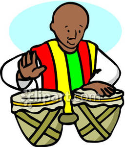 Latino Musician Playing Conga Drums   Royalty Free Clipart Picture