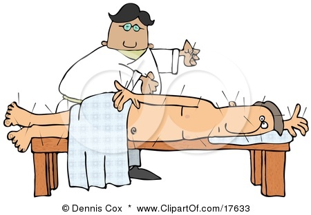 Male Chinese Acupuncturist Doctor Preparing To Insert Anothe    By    