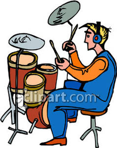 Man Playing The Drums   Royalty Free Clipart Picture