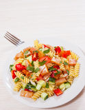 Pasta Salad With Smoked Salmon And Vegetables Royalty Free Stock Image