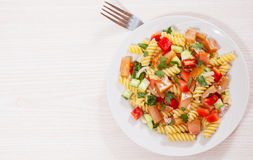 Pasta Salad With Smoked Salmon And Vegetables Stock Image