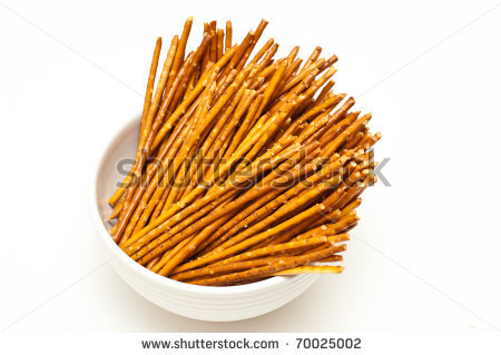 Salty Pretzel Sticks Isolated On White Background Stock Photo