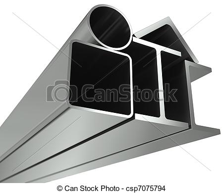 Stock Illustration   Metal Pipe Girders Angles Channels And Square