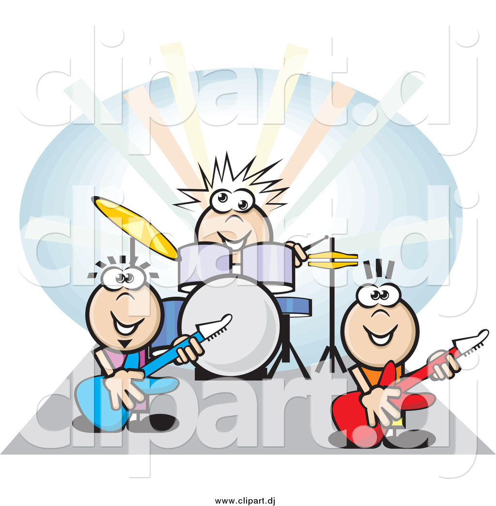 Vector Clipart Of A Group Of Musicians Playing The Drums And Guitars    