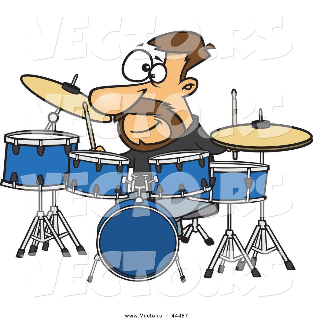 Vector Of A Happy Cartoon Drummer Playing With His Instruments By Ron