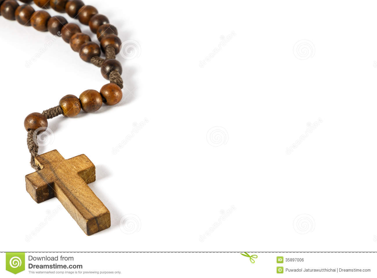 Wood Rosary With Cross At Left Border Royalty Free Stock Image   Image