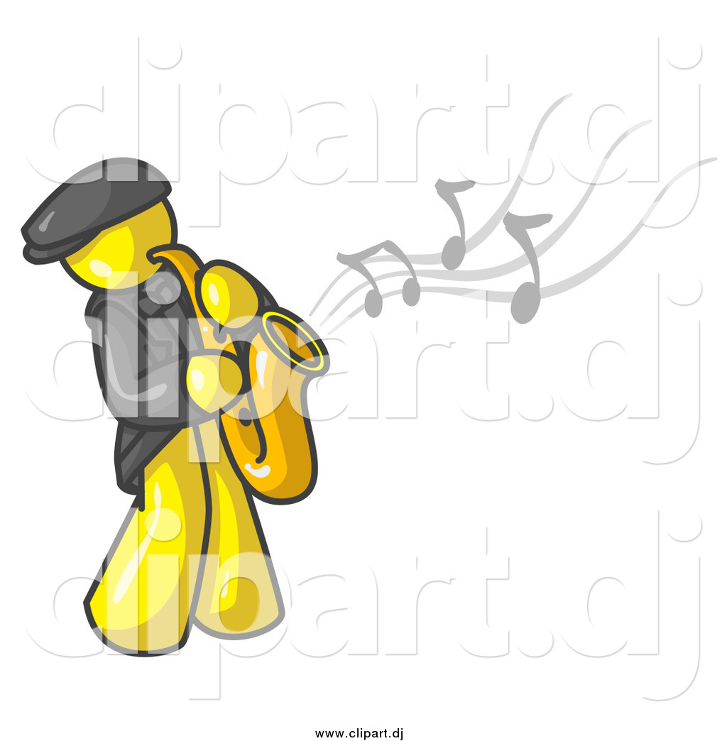 Yellow Man Playing A Saxophone Mariachi Band Playing Violins Trumpets    