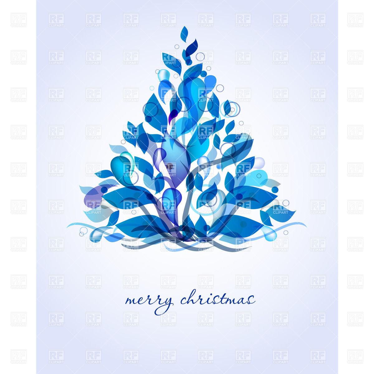 Abstract Blue Christmas Tree Made Of Leafage 22145 Holiday Download