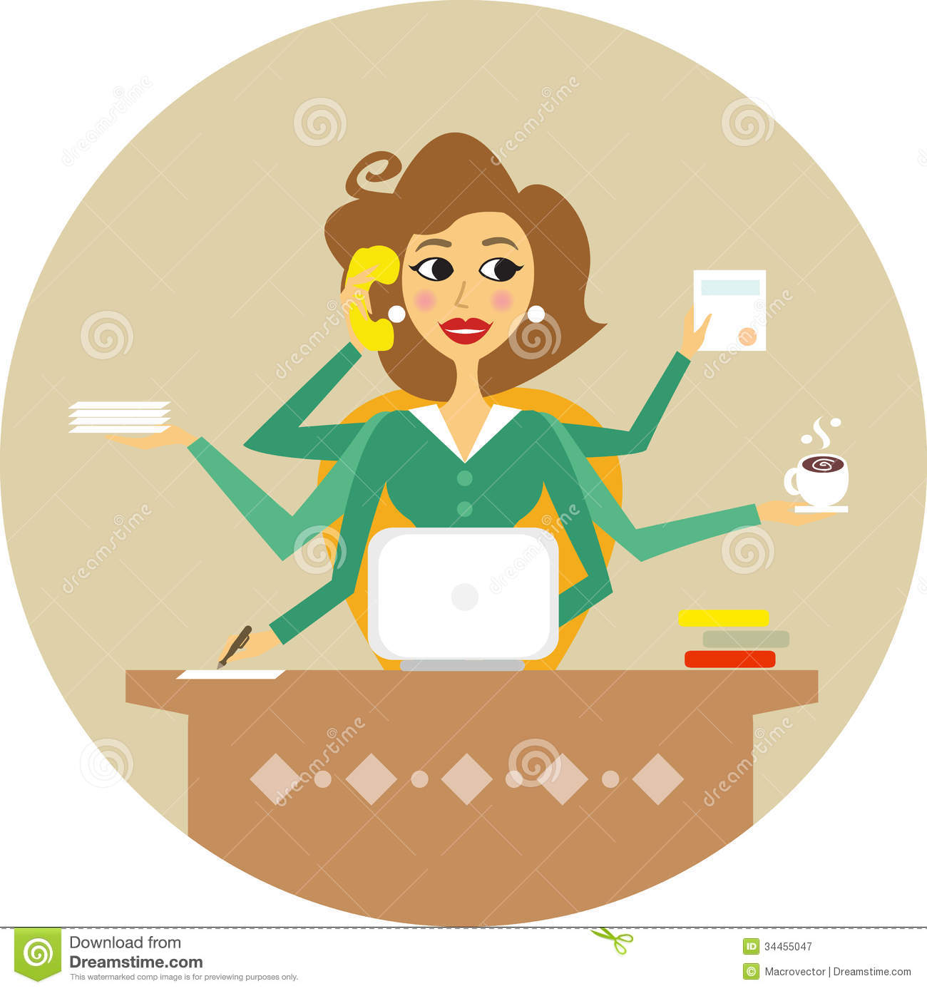 Assistant Or Hard Working Secretary Symbol Vector Illustration