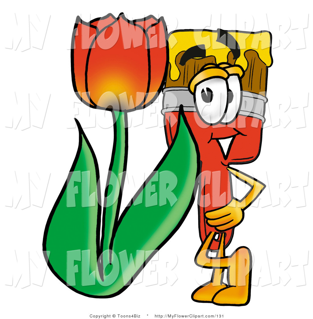 Cartoon Character With A Red Tulip Flower In The Spring By Toons4biz