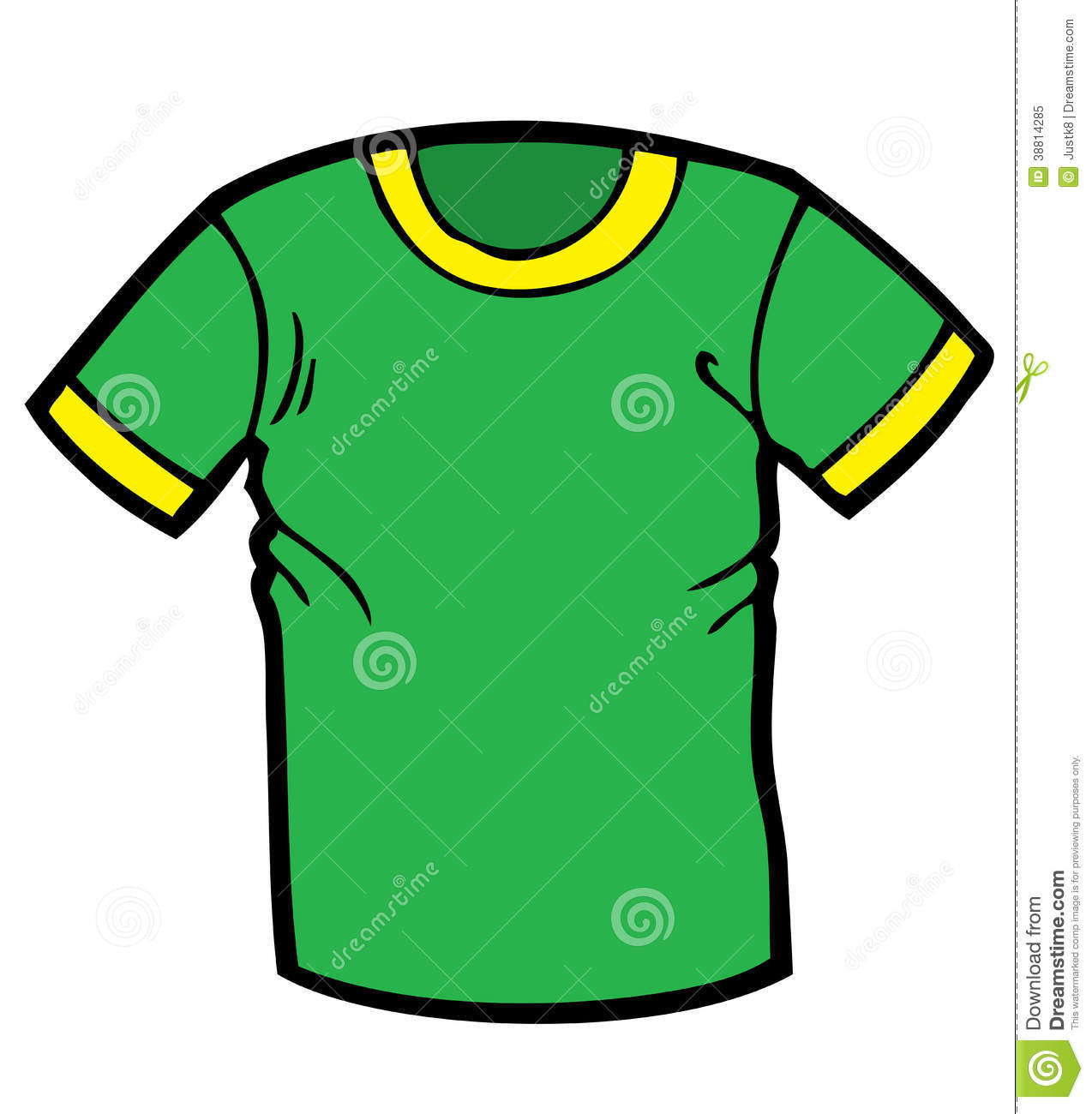 Cartoon Illustration Of A Green And Yellow T Shirt  These Can Be Used