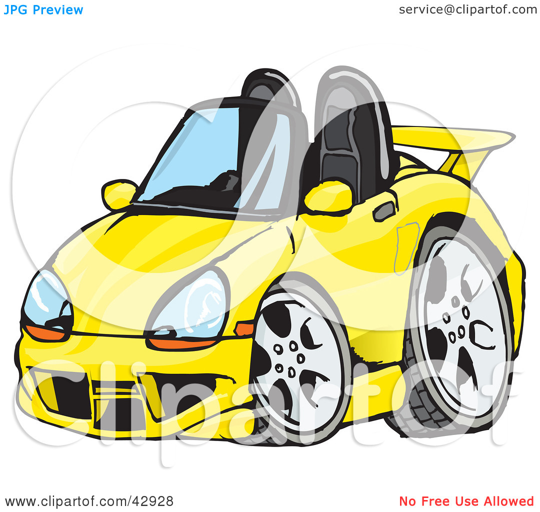 Clipart Illustration Of A Cute Compact Yellow Convertible Porche
