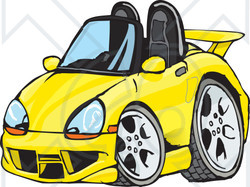 Clipart Illustration Of A Cute Compact Yellow Convertible Porche