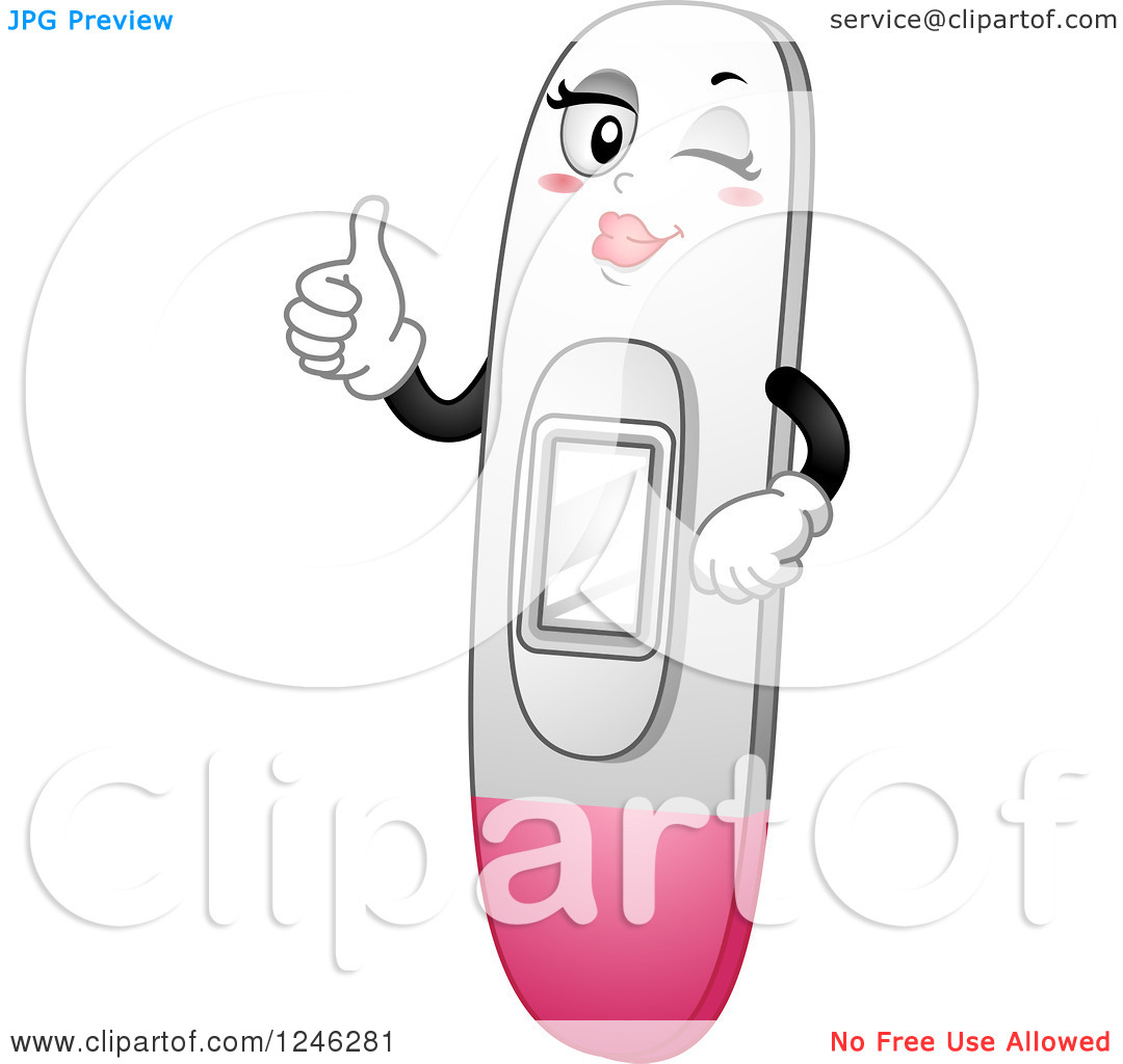 Clipart Of A Female Pregnancy Test Character Holding A Thumb Up