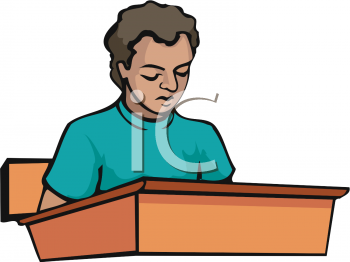 Clipart Picture Of A Male Student Seated At A Desk
