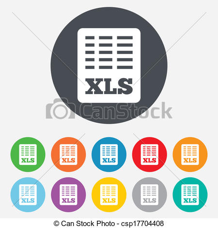 Excel File Document Icon  Download Xls Button  Xls File Symbol  Round