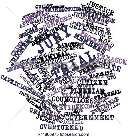 Illustration   Word Cloud For Jury Trial  Fotosearch   Search Clipart