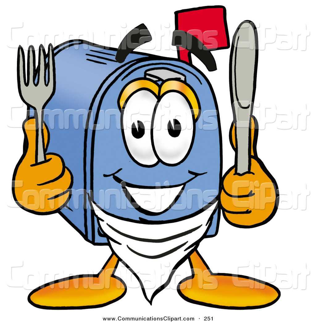 Larger Preview  Communication Clipart Of A Hungry Blue Postal Mailbox    