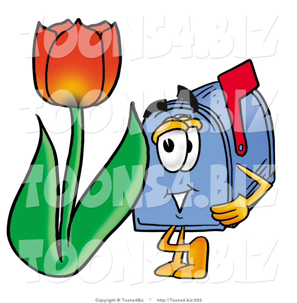 Larger Preview  Illustration Of A Cartoon Mailbox With A Red Tulip