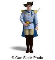 Prince With Sword And Cape  3d Rendering With Clipping Path And Shadow