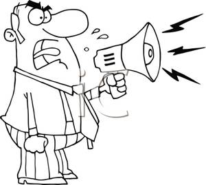 Shouting At Employees Over A Megaphone   Royalty Free Clipart Picture