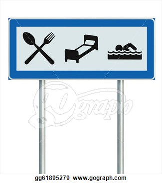 Stock Illustrations   Parking Lot Road Sign Isolated Restaurant