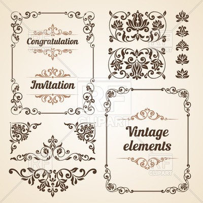 Vintage Borders Ornate Classic Frames And Curly Vignettes 29384