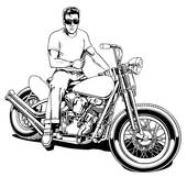 1950 S Motorcycle Rider   Clipart Graphic