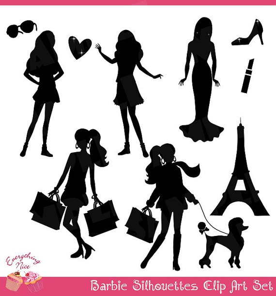 Barbie Black Silhouettes Clip Art Set By 1everythingnice On Etsy