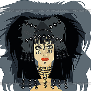 Beautiful Girl With An Unusual Hairdress   Vector Clip Art