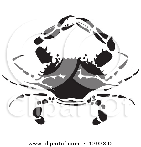 Black And White Woodcut Crab
