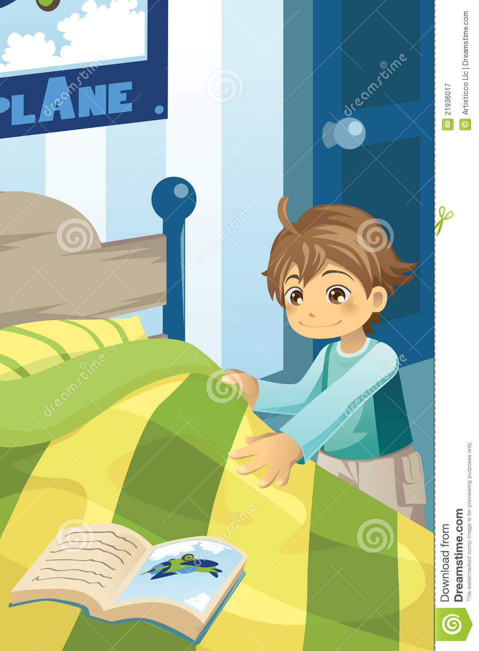 Boy Making His Bed Royalty Free Stock Photography   Image  21936017