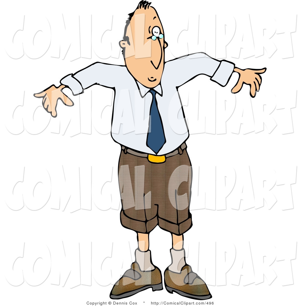     Clip Art Of A Man Wearing A Small Business Suit And Shorts   Business