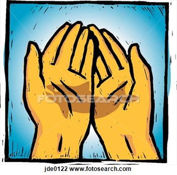 Clip Art Of Hands Holding Fish Jde0122   Search Clipart Illustration