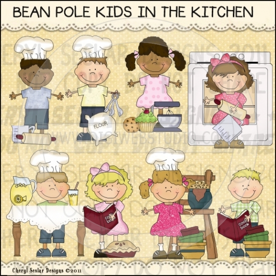 Clipart Play Kitchen Bean Pole Kids In The Kitchen