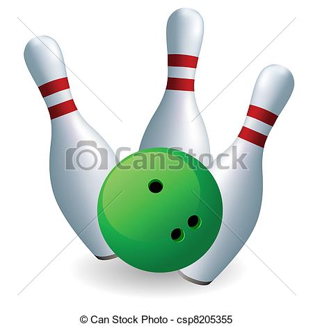 Clipart Vector Of Green Ball And Skittles   Bowling Skittles And Ball    