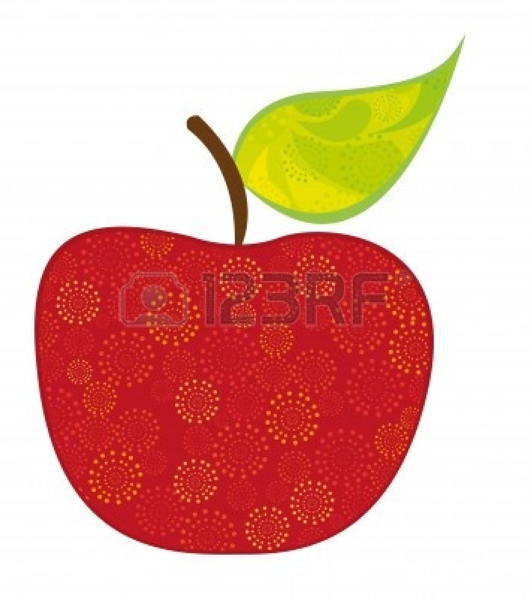 Cute Apple Clip Art 10755572 Cute Apple With Ornaments Isolated Over