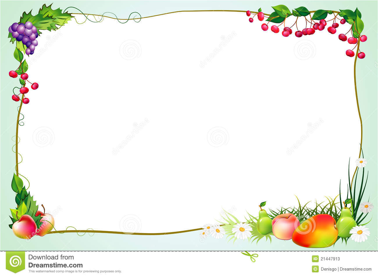 Diet Border With Fruits And Flowers Stock Photos   Image  21447913