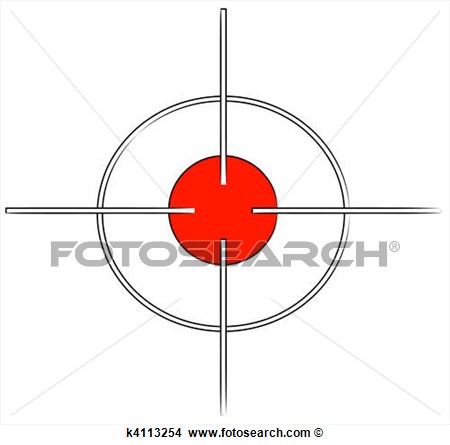 Drawing   Gun Target Or Cross Hairs With Red Mark    Fotosearch